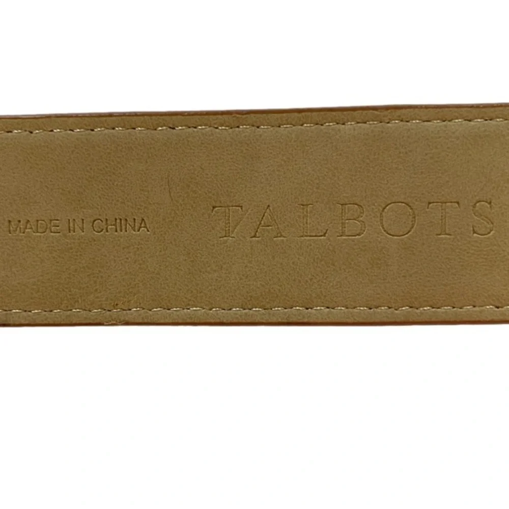 TALBOTS Belt Equestrian Style Split Leather Caramel/Tan/White Stitching Women XS